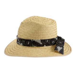 Woven Natural Palm Straw Hat with Tie Back