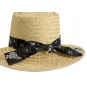 Woven Natural Palm Straw Hat with Tie Back