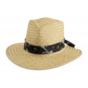 Woven Natural Palm Straw Hat with Tie Back