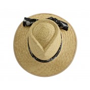 Woven Natural Palm Straw Hat with Tie Back