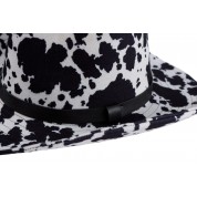 Cow pattern hat black and white felt hat