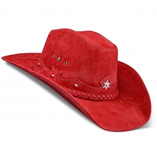 Red cowboy western leather hat