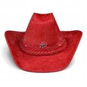 Red cowboy western leather hat