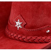 Red cowboy western leather hat