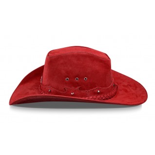 Red cowboy western leather hat