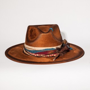 Brown vintage western cowboy feather decoration hat