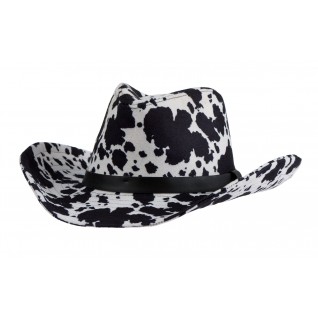Cow pattern hat black and white felt hat