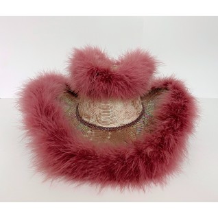 Festive Fluffy Plush Taupe Cowboy Hat