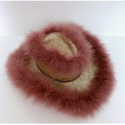 Festive Fluffy Plush Taupe Cowboy Hat