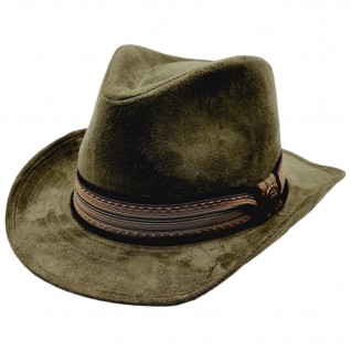 Green Unisex Scrub Denim Fedora Hat